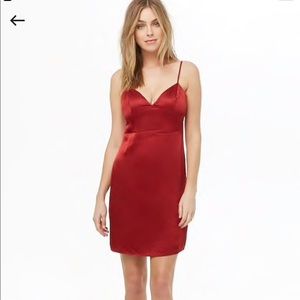Red Silk Slip On Dress